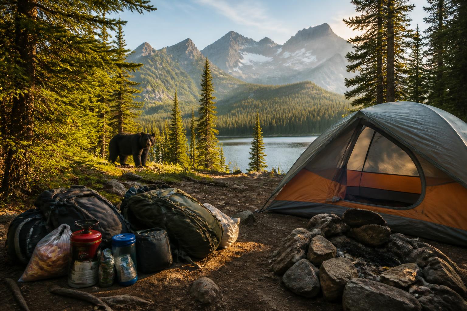 Featured image for article: Bear Safety for Campers: Food Storage, Bear Spray & What to Do If You See One
