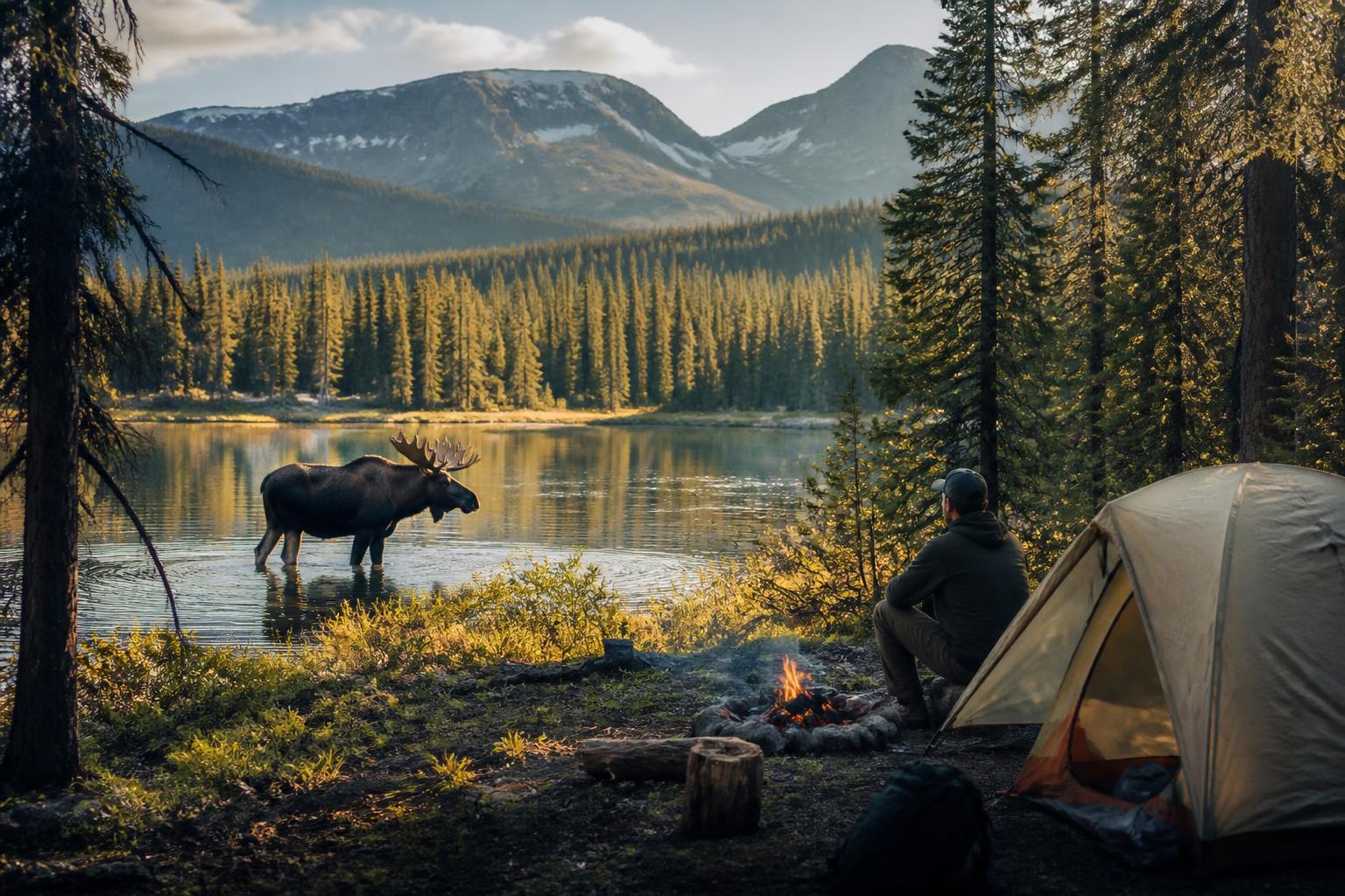 Featured image for article: Camping in Moose Country: Safety Tips and What to Do in an Encounter