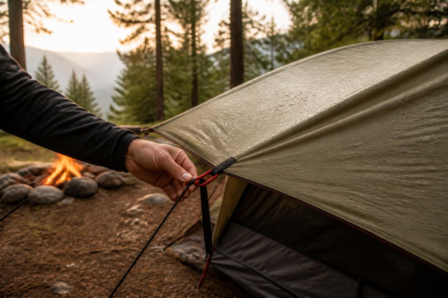 Illustration for: Pitch Your Tent for Maximum Rain Protection